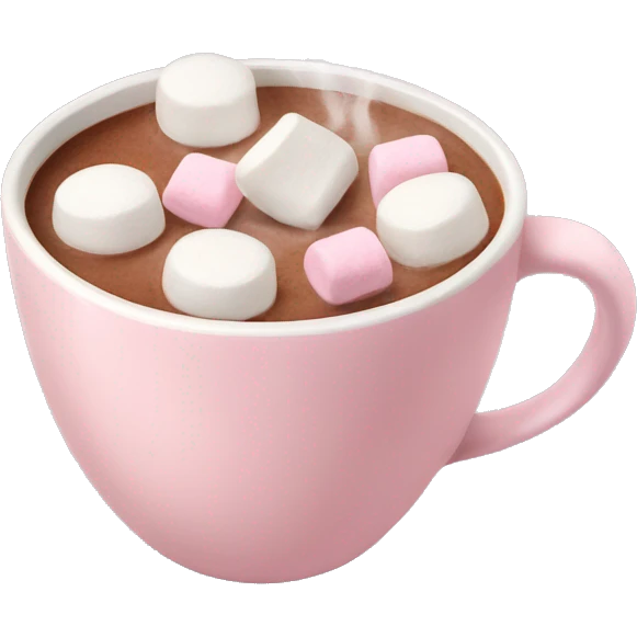 Light Pink mug of hot chocolate with marshmallows  emoji
