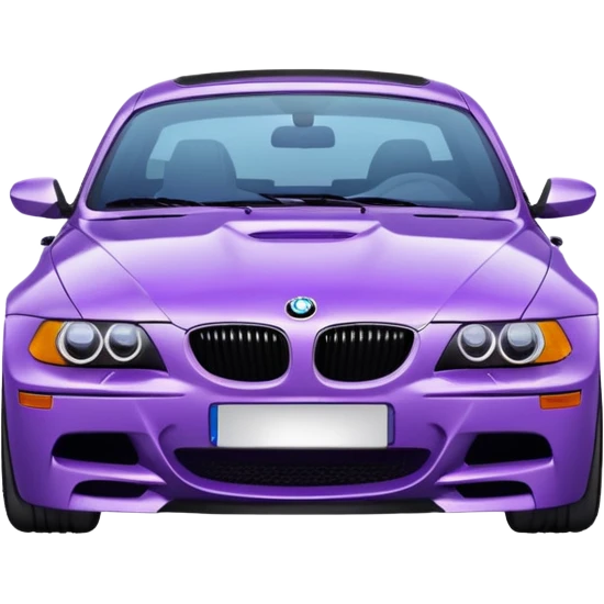 Un BMW de color morado con la placa q tenga numeros emoji