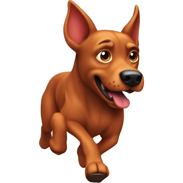 solid red dog with pointed ears running emoji