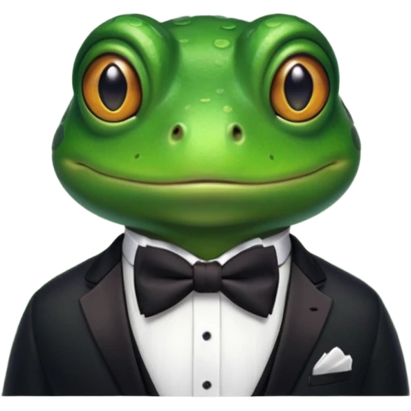 frog wearing bowtie emoji