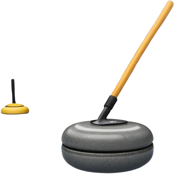 An icon showing a close-up of a curling stone sliding across the ice with a broom beside it. The scene is set in a brightly lit stadium, with detailed spectator stands in the background. Transparent background highlights the focus, skill, and atmosphere of the curling sport. emoji