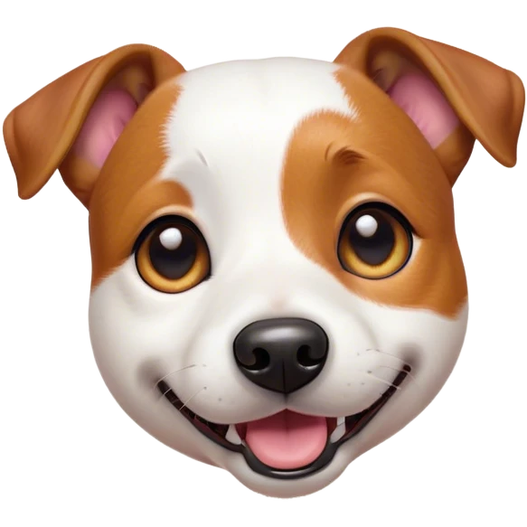 Cinematic Cute Jack Russell Terrier Portrait Emoji, Head tilted playfully and inquisitively, featuring a charming, small yet spirited body with a smooth, glossy coat, round, sparkling eyes full of delightful curiosity, and an endearing, mischievous smile, Simplified yet irresistibly adorable features, highly detailed, glowing with a warm, inviting glow, high shine, affectionate and lively, stylized with a touch of whimsical canine charm, soft glowing outline, capturing the essence of a mischievous yet lovable Jack Russell Terrier that seems as if it could scamper out of the screen into your arms! emoji