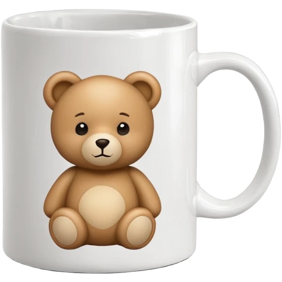 white mug with a teddy bear pattern emoji