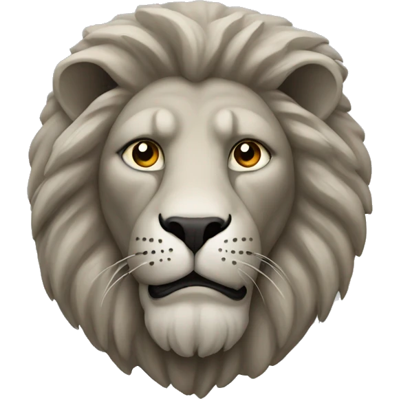 Stone lion with flat face emoji