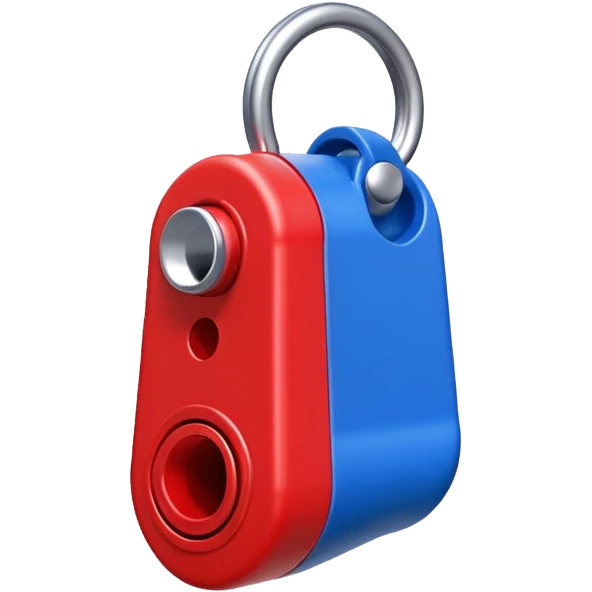 whistle in blue (#00A3E0) and red (#F9423A)  emoji