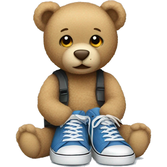 A teddy bear sitting in a sneaker emoji