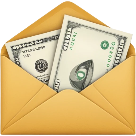 Salary enclosed in an envelope emoji