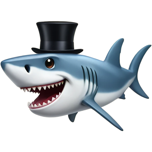 Shark with a top hat emoji