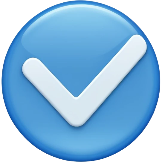 A blue circle inside it a white tick emoji