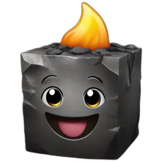 coal cube with face laughing emoji