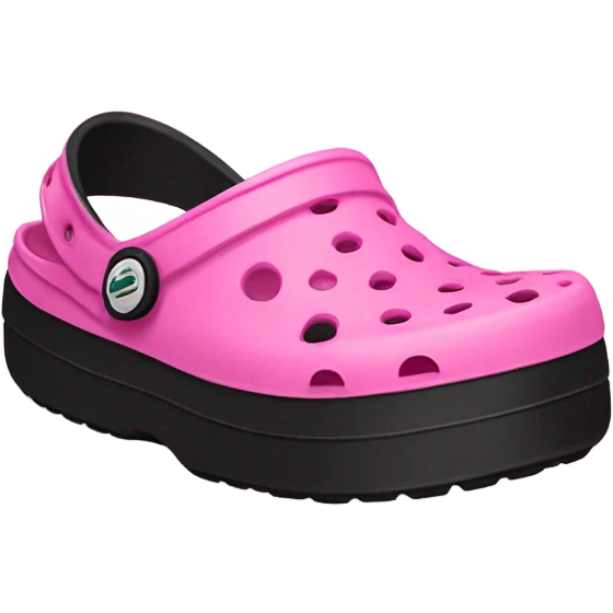 pink pair of crocs shoes with black platform crocs emoji