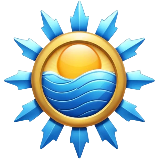 Verified badge with the body of a Sun ☀️ make the color blue and make sure they is no cartoon in it emoji