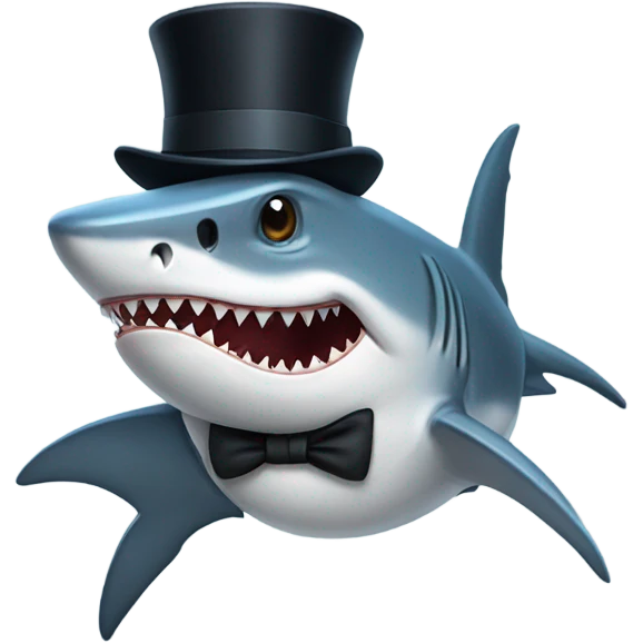 Shark with a top hat emoji