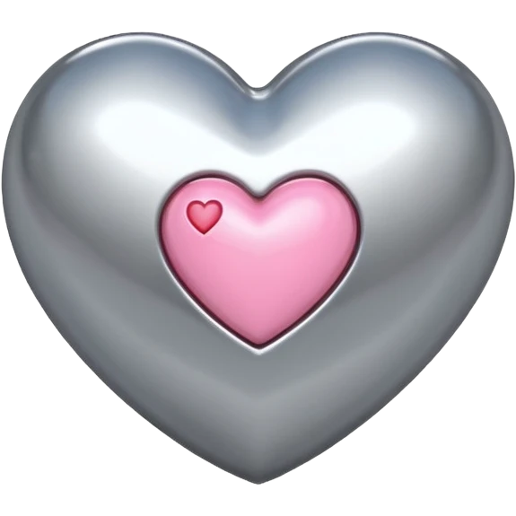 silver heart with one pink mini heart inside of it  emoji