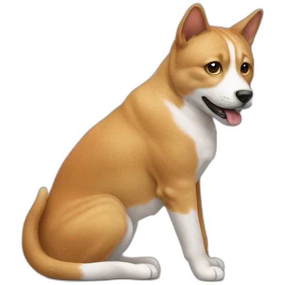 Un chat sur un chien emoji