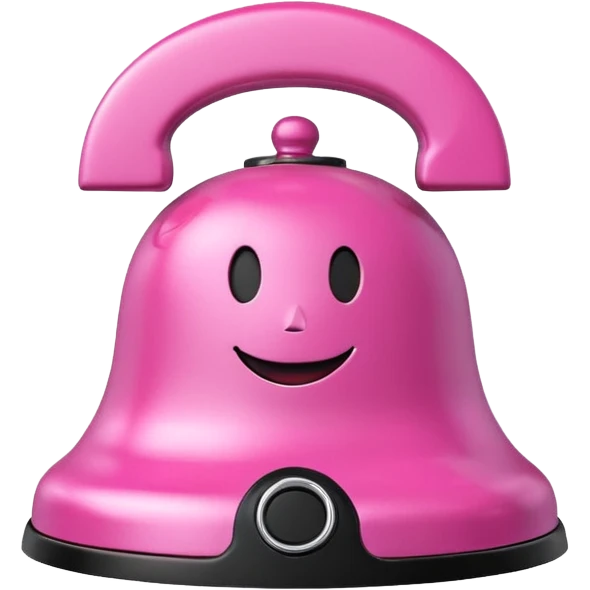 pink call bell with chrome and black base with smiley face on it emoji