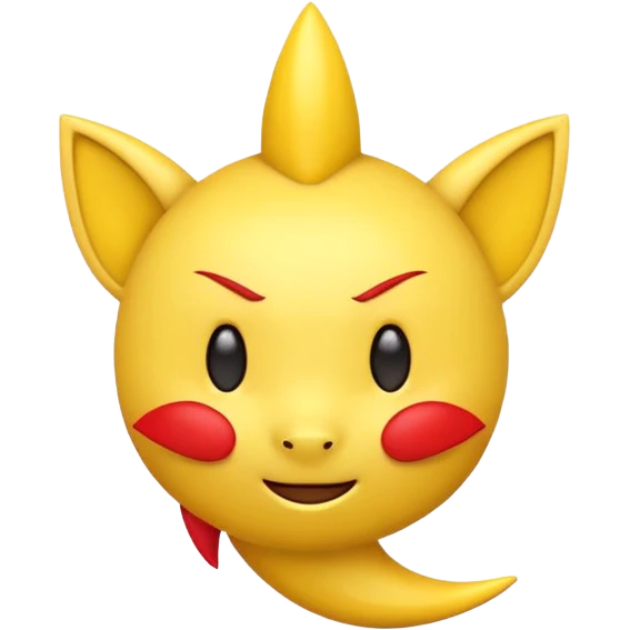 yellow emoji with red cheeks and pointy ears, small lightning bolt tail, 3D emoji style, 1:1
 emoji