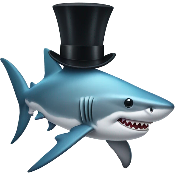 Shark with a top de hat emoji