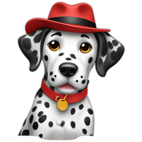 Dalmatian wearing a red fedora sitting athletic emoji