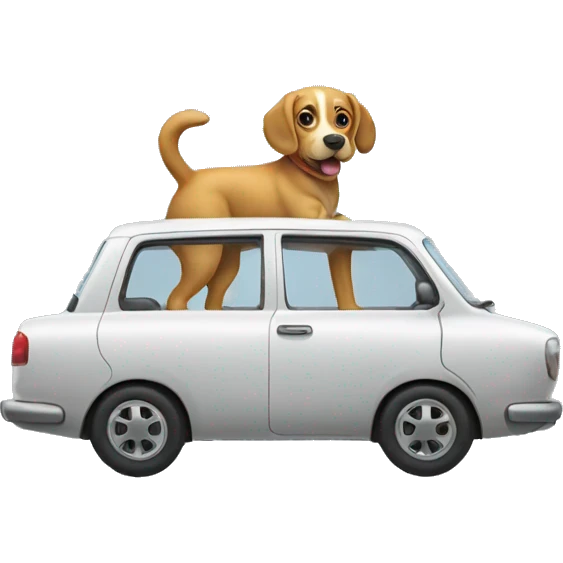 a car with a dog sticking out emoji