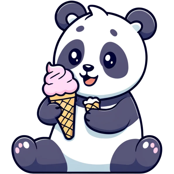 Panda eating ice cream emoji