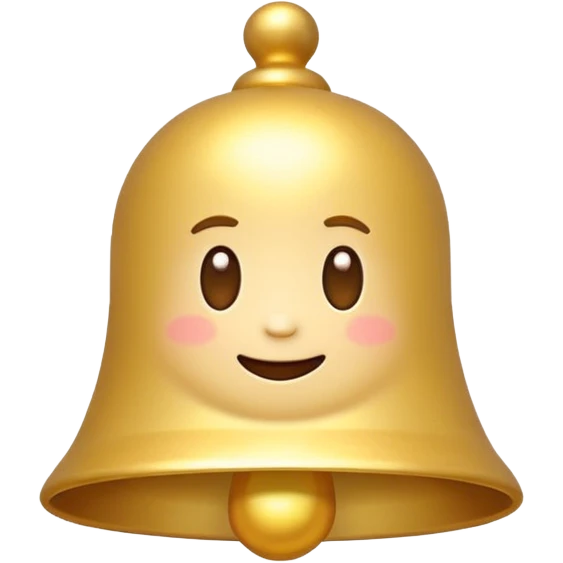 golden bell emoji,
cute emoji style, mobile game emoji,
soft 3D look, smooth gradients,
white outline sticker style,
no background emoji