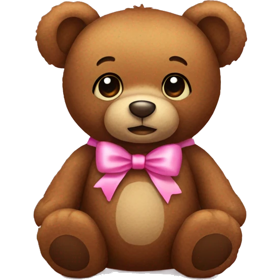 brown teddy bear with pink bow emoji