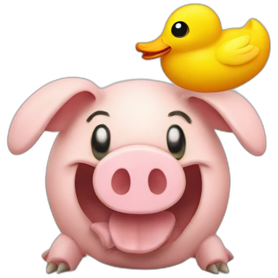  pig armadillo centipede insect with yellow duck face rubber ducky emoji