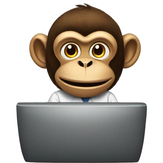 Monkey at call center wearing a shirt saying hump day emoji