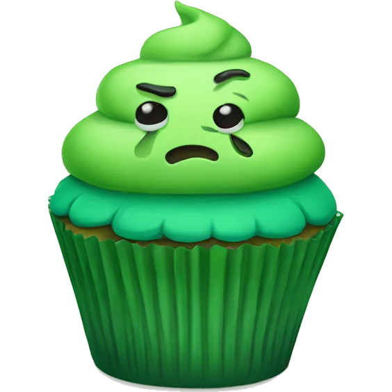 Sad and sick green cupcake emoji