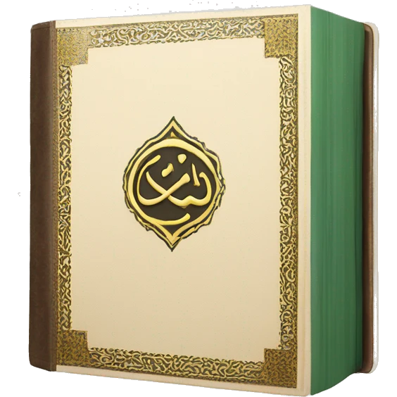 a closed Quran with the front cover showing emoji