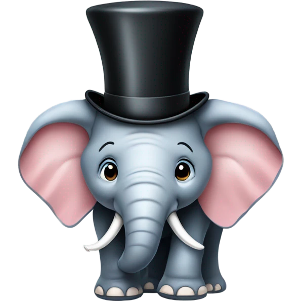 A happy elephant with a top hat emoji
