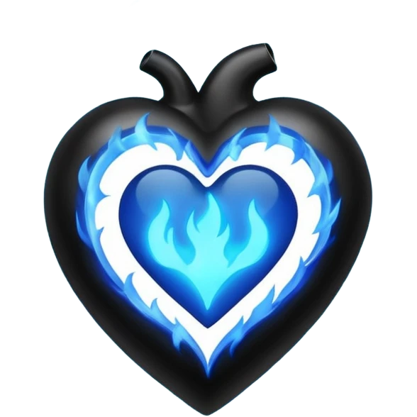 make exactly the emoji like"❤️‍🔥" but the heart is black and flames are blue emoji