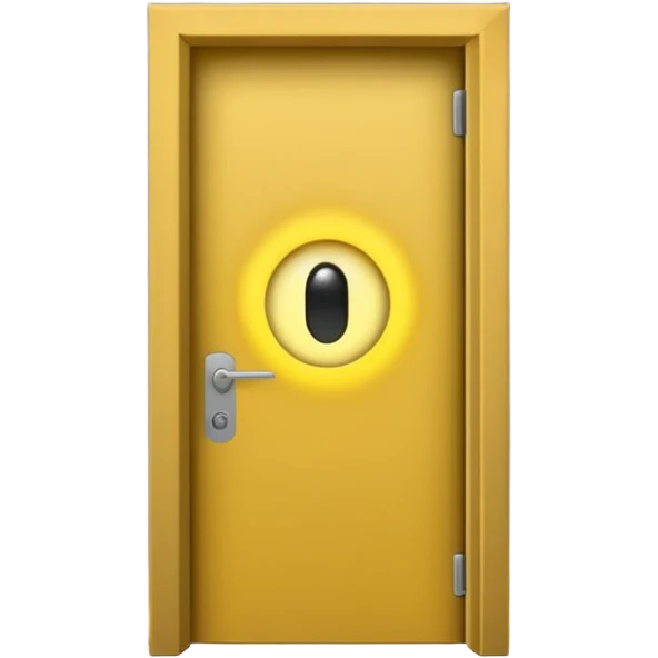 Minimalist emoji-style sticker of a half-open door, with smoke and a single glowing eye visible in the dark inside. Flat design, desaturated colors.
 emoji