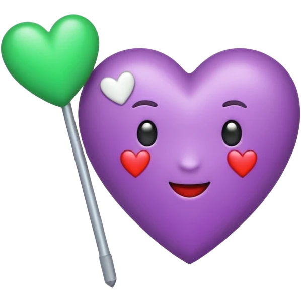 Haz un emoji de corazón blanco siendo atravesado por una flecha verde “💘” como este y que arriba tenga un pequeño corazón lila como este: 💕 emoji