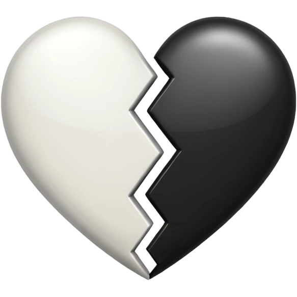 قلب مقسوم نص ابيض ونص اسود emoji