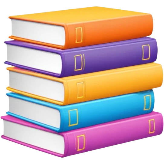 two or three study books, bright colors emoji