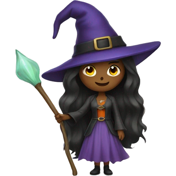 Woman with witch hat and wand emoji