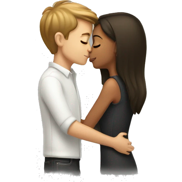 White boy kissing Hispanic girl boyfriend and girlfriend  emoji