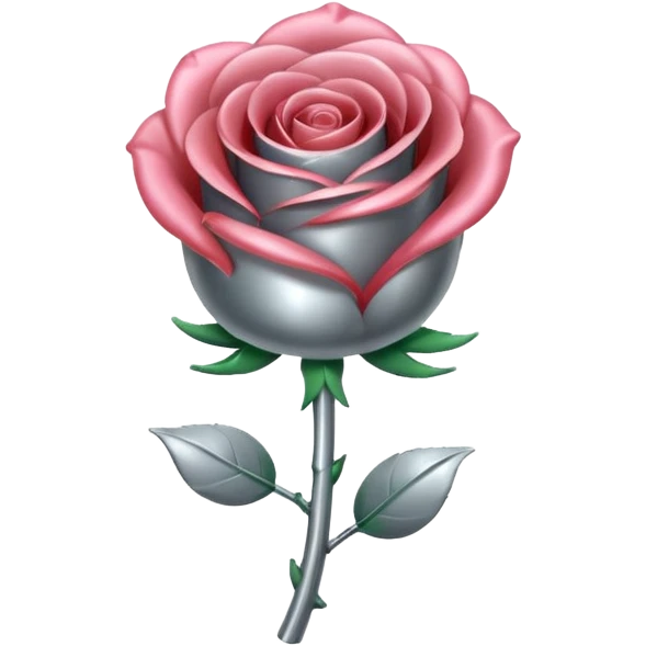 gray metal chrome rose, without green leaves, just flower emoji