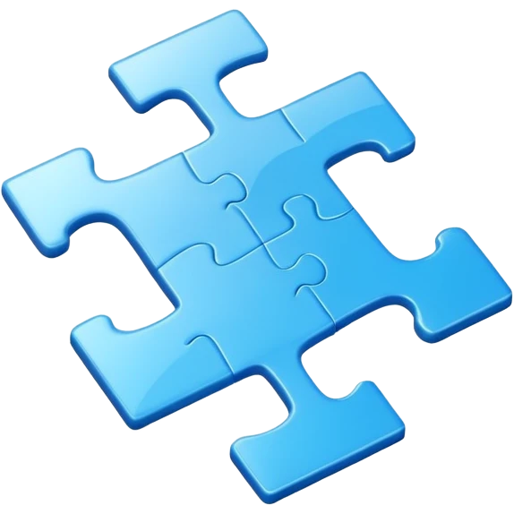 puzzle piece emoji in blue professional design for business presentation, clean edges, modern corporate aesthetic emoji
