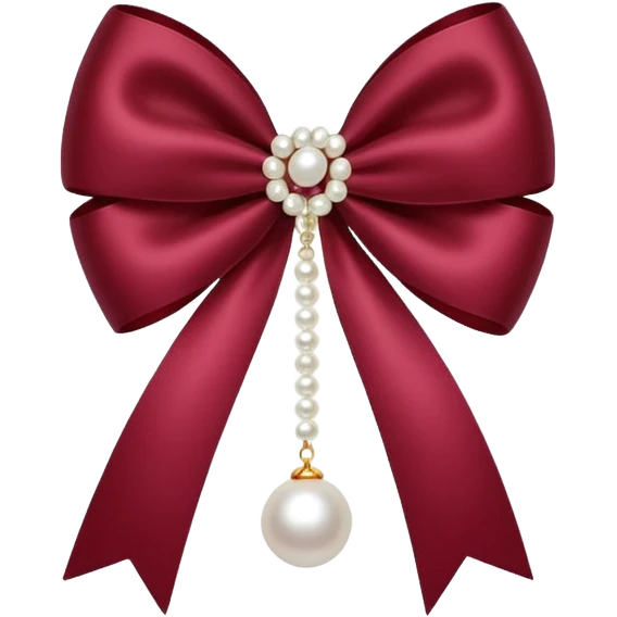 Maroon bow with hanging pearl emoji