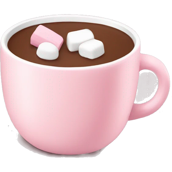Light Pink mug of hot chocolate with marshmallows  emoji