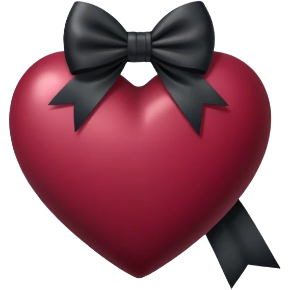 burgundy  heart with black bow emoji