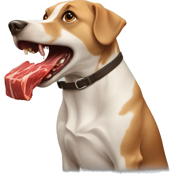 A dog eating meat  emoji