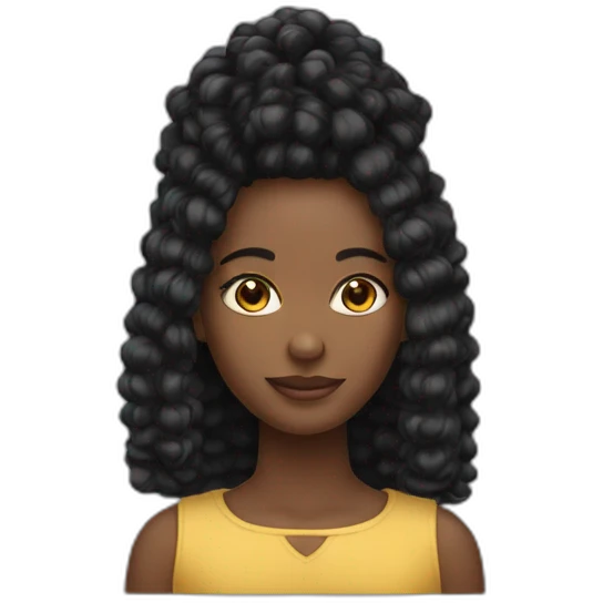 Ado noire cheveux africain emoji