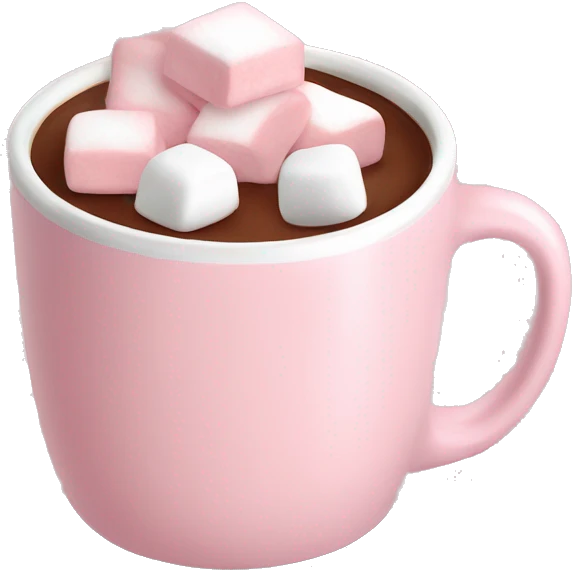 Light Pink mug of hot chocolate with marshmallows  emoji