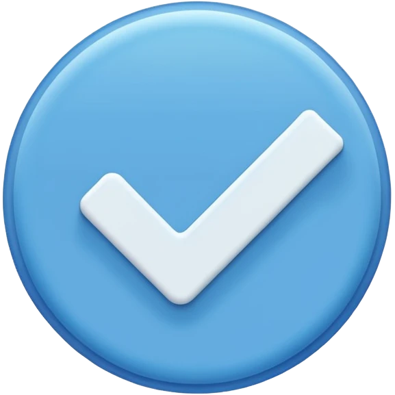A blue circle inside it a white tick  emoji