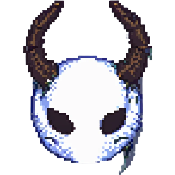 Hollow Knight game mask, pixel art style emoji