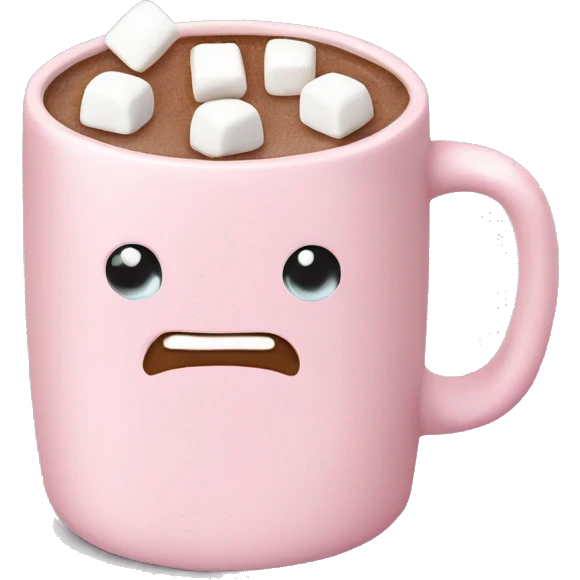 Light Pink mug of hot chocolate with marshmallows  emoji